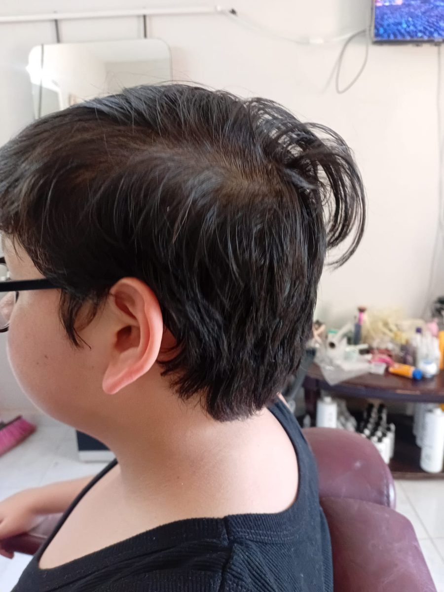 Corte de caballero — vista lateral terminada