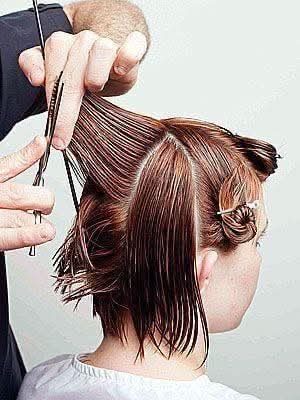 Detalle de técnica de corte con tijera